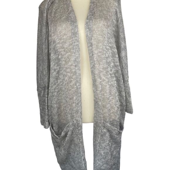 Anthropologie Maronie Labiz long grey open cardigan 3/4 sleeves loose fit sz S - Picture 2 of 8